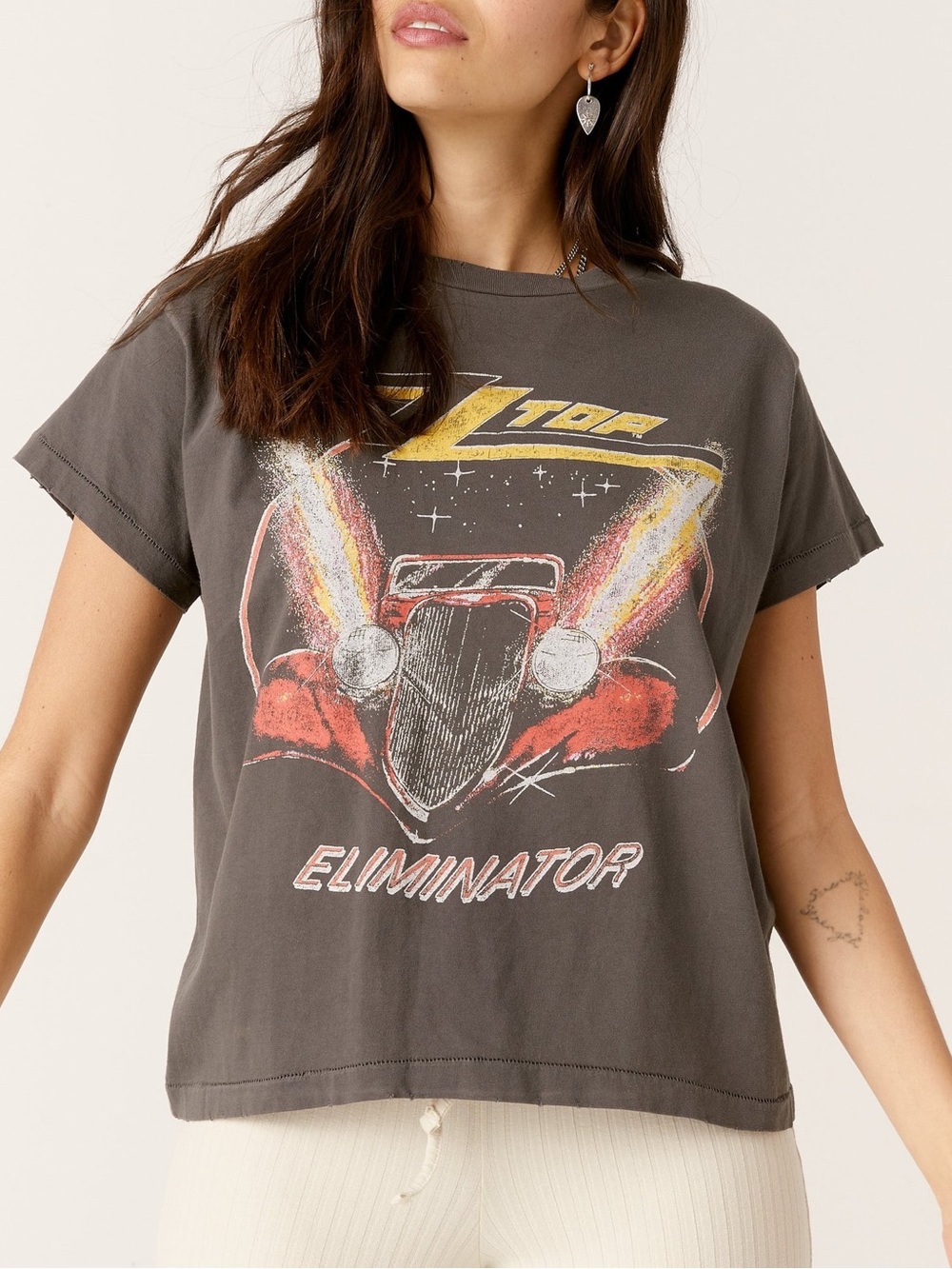 DAYDREAMER ZZ Top ELIMINATOR Girlfriend Tee Women’s Size Medium Dark Gray
